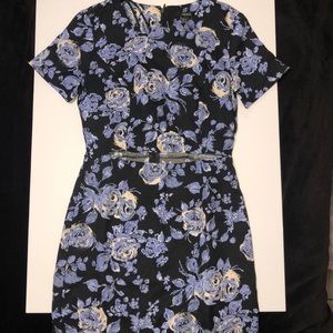 BLUE FLOWER PRINT DRESS
